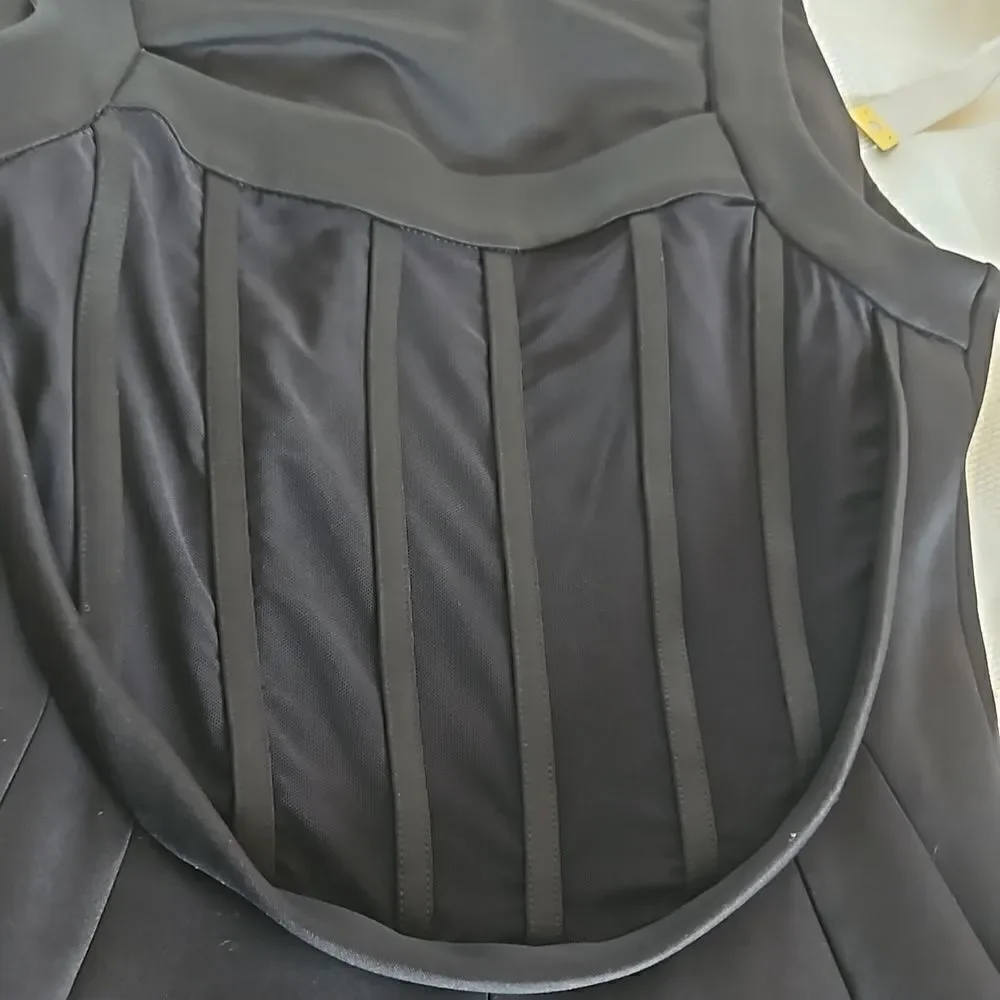 HP Marciano Cocktail Bodycon Midi  Dress With Sheer Back Small Black - Picture 13 of 16